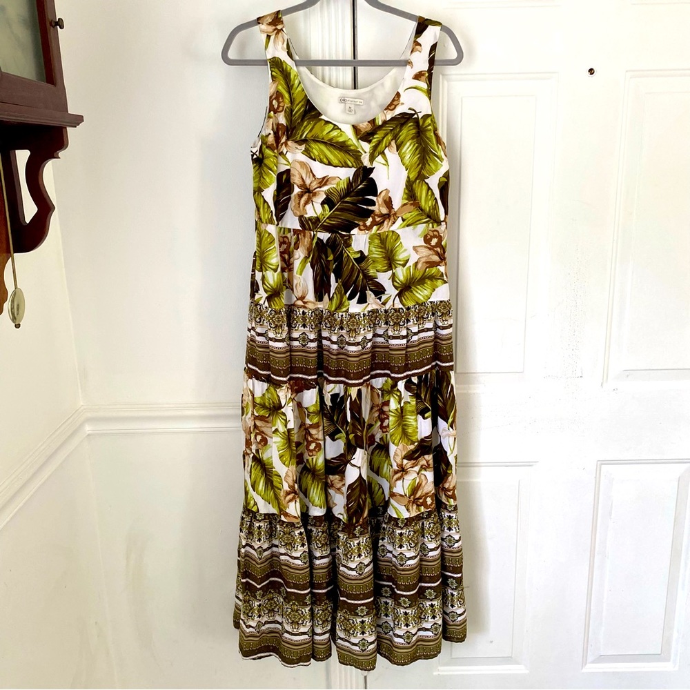 Cato Green Floral Sleeveless V Neck Maxi Dress